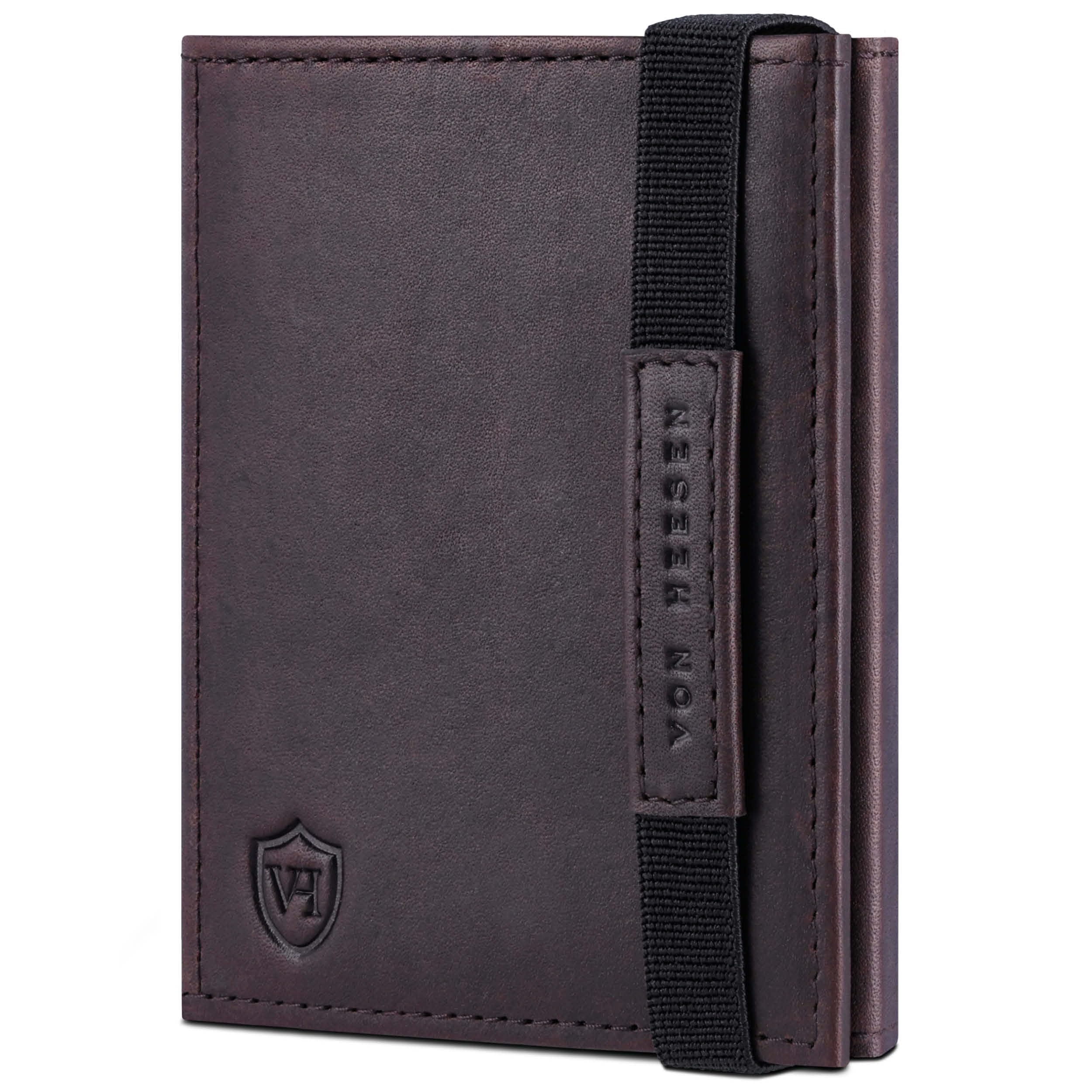 VON HEESEN Slim Wallet mit RFID Schutz - Geldbörse Herren klein - Mini Geldbeutel Damen Portmonee - Kartenetui Echtleder Karten Portemonnaie - Leder Kreditkartenetui