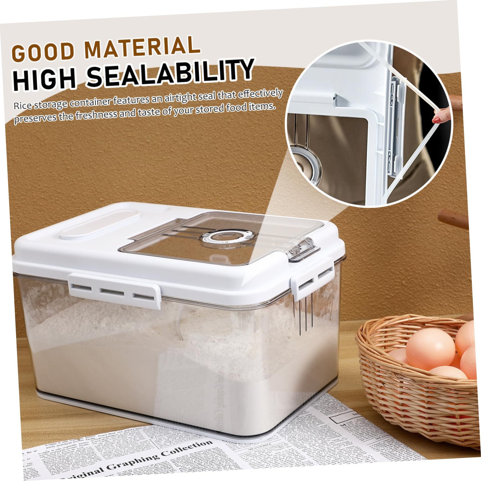 TOPBATHY Contenitore per Riso Ermetico Distributore per Cereali Contenitore per Conservazione di Cibo per Cucina in Materiale Pet Resistente Design Elegante Grande Capacità