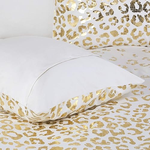 Miniatura 7 de Intelligent Design Lillie - Edredón moderno con estampado metálico de leopardo animal, juego de ropa de cama para todas las estaciones, fundas a