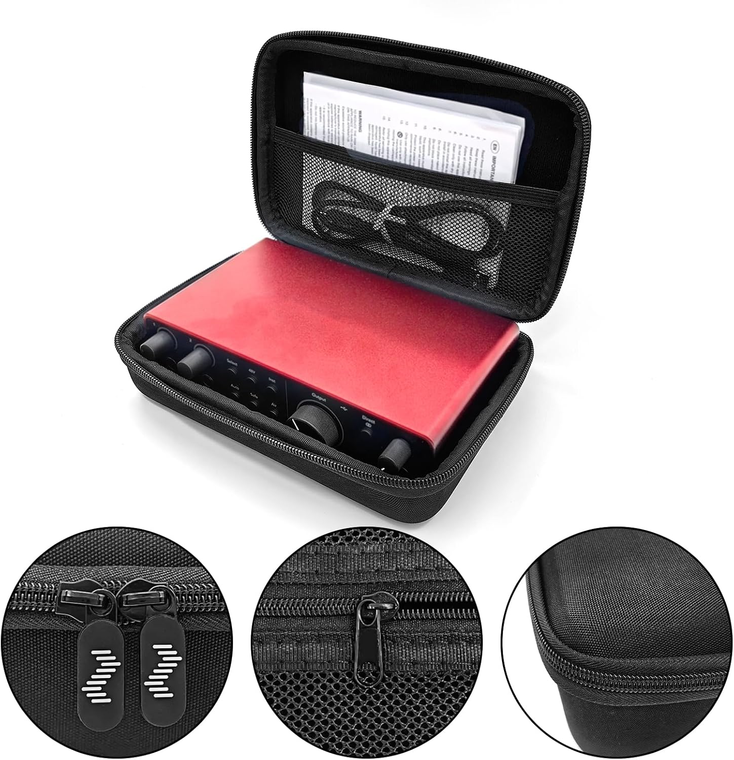 Premium Velvet Audio Interface Travel Case Compatible with Focusrite 2i2 case 4th Gen, HardShell Protective Match 2i2 Travel Carrying cover Bag(Black) - Image 2