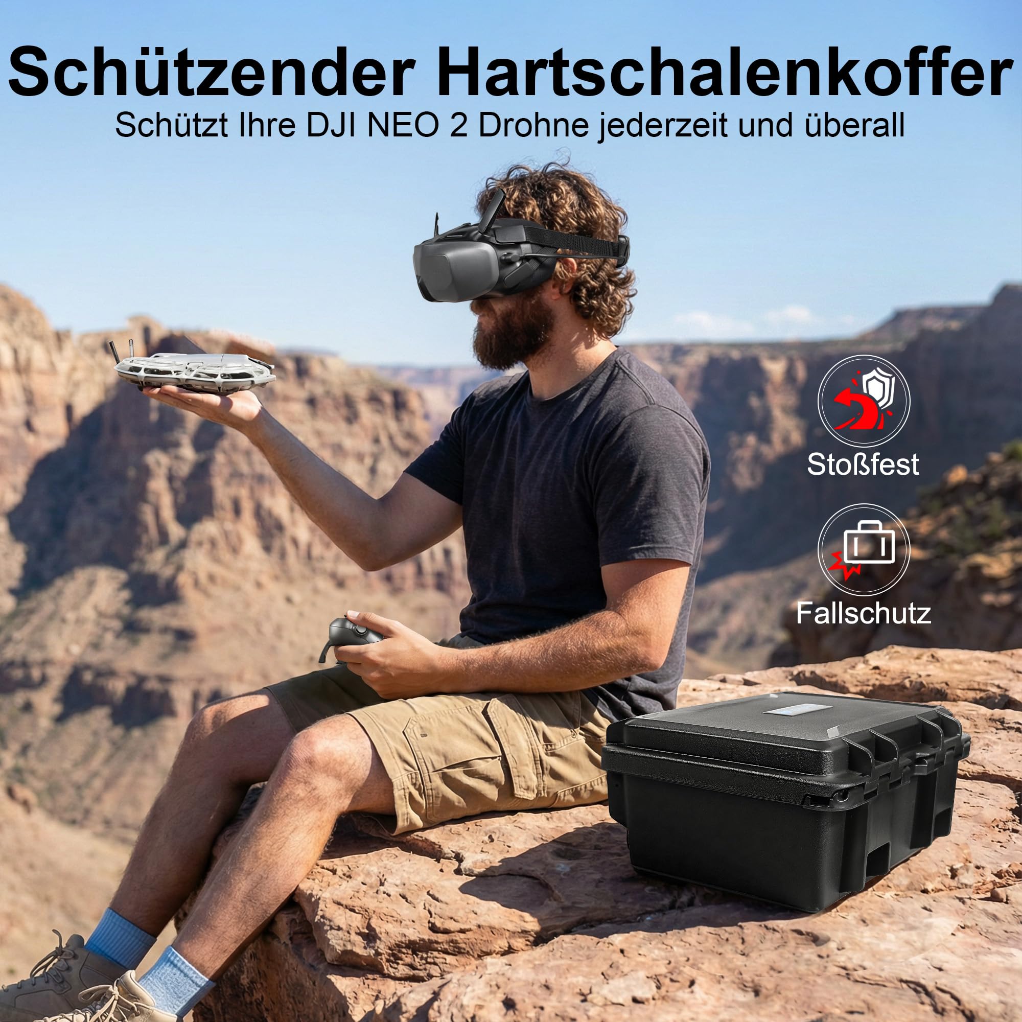 LEKUFEE wasserdichte Harte Transportkoffer für DJI Neo 2 Drohne, Motion Fly More Combo, DJI RC 2, RC N3, Goggles N3/3, RC Motion 3 und Zubehör (nur Tasche)