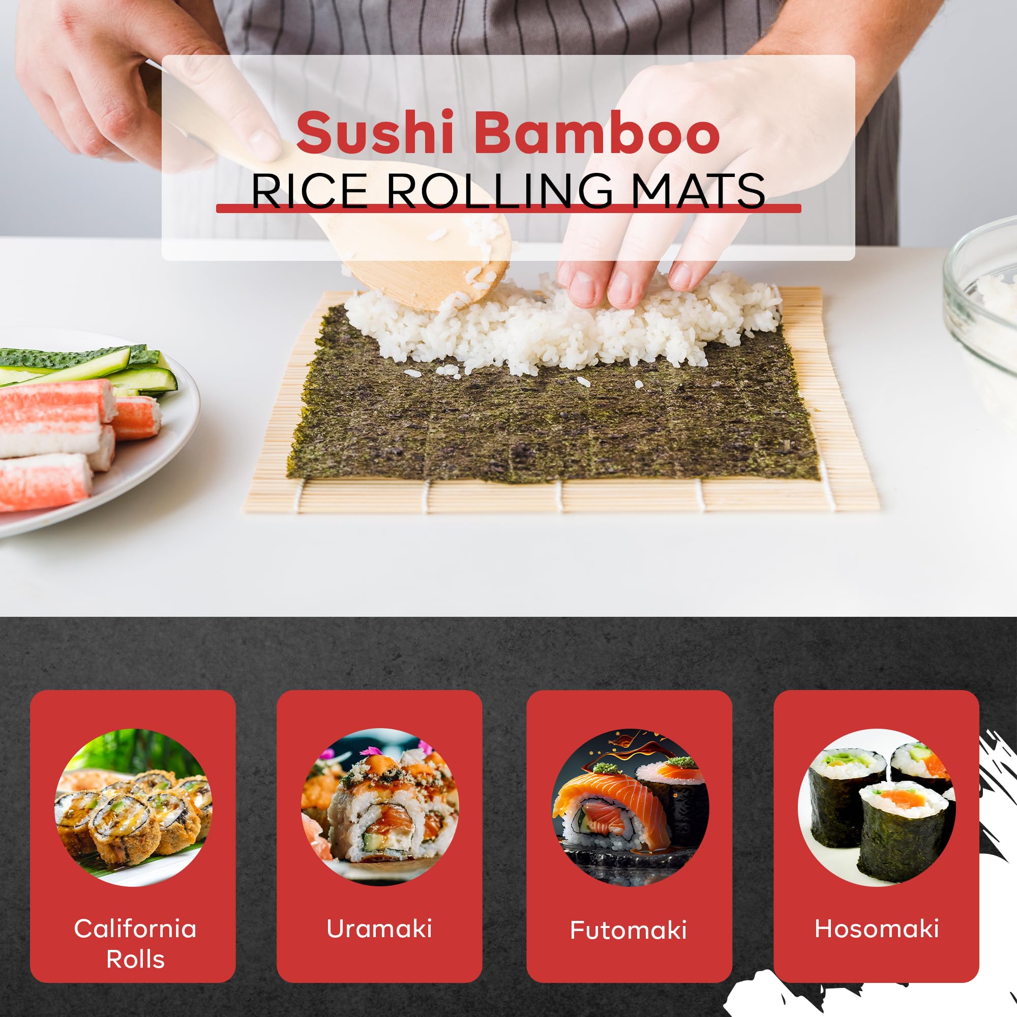 Mr Tazoi Gourmet - Kit de fabricación de sushi de 40 piezas, incluye rodillo de arroz de bambú, cuchillo de sushi japonés, platos, palillos y más, perfecto para chefs caseros y amantes del sushi (kit
