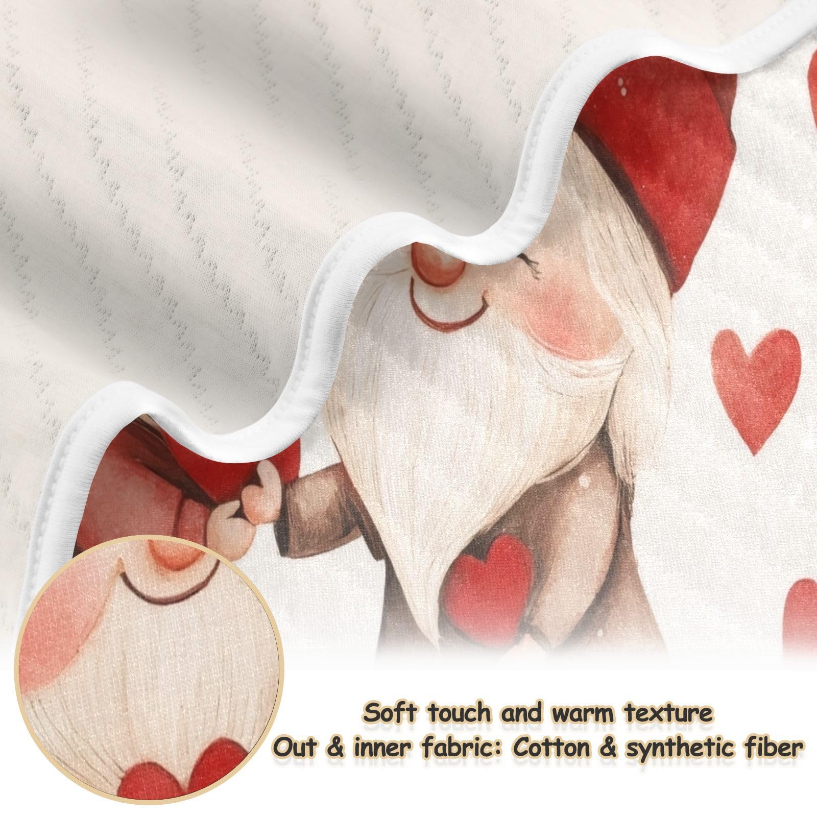 Burbuja Valentine Gnome Lover Baby Blanket for Boys Girls, Nursery Soft Warm Swaddling Receiving Baby Blankets, 30x40 in Toddler Blanket