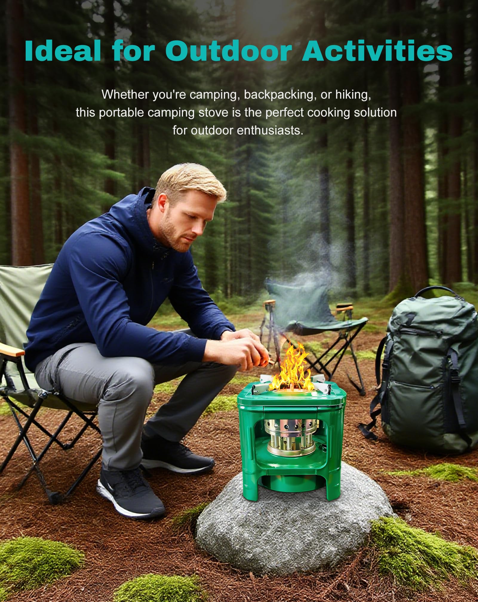 Camping Picnic Burner Furnace, Efficient Portable Camping Stove, Backpacking Oil Stoves Cooker Cookware, Handy Outdoor Portable Kerosene Stove (Square) : Sports & Outdoors
