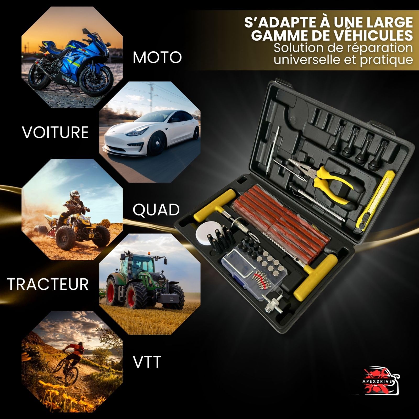 Meche Pneu Crevaison Reparation Pneu Voiture OUTILS DE Ru00c9PARATION De Pneus Sous Bombe Anti Crevaison Velo