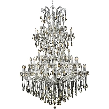 Elegant Lighting 2801g54c Gt Rc Royal Cut Smoky Golden Teak Crystal Maria Theresa 61 Light Five Tier Crystal Chandelier 54 X 72 Chrome Finish Amazon Com