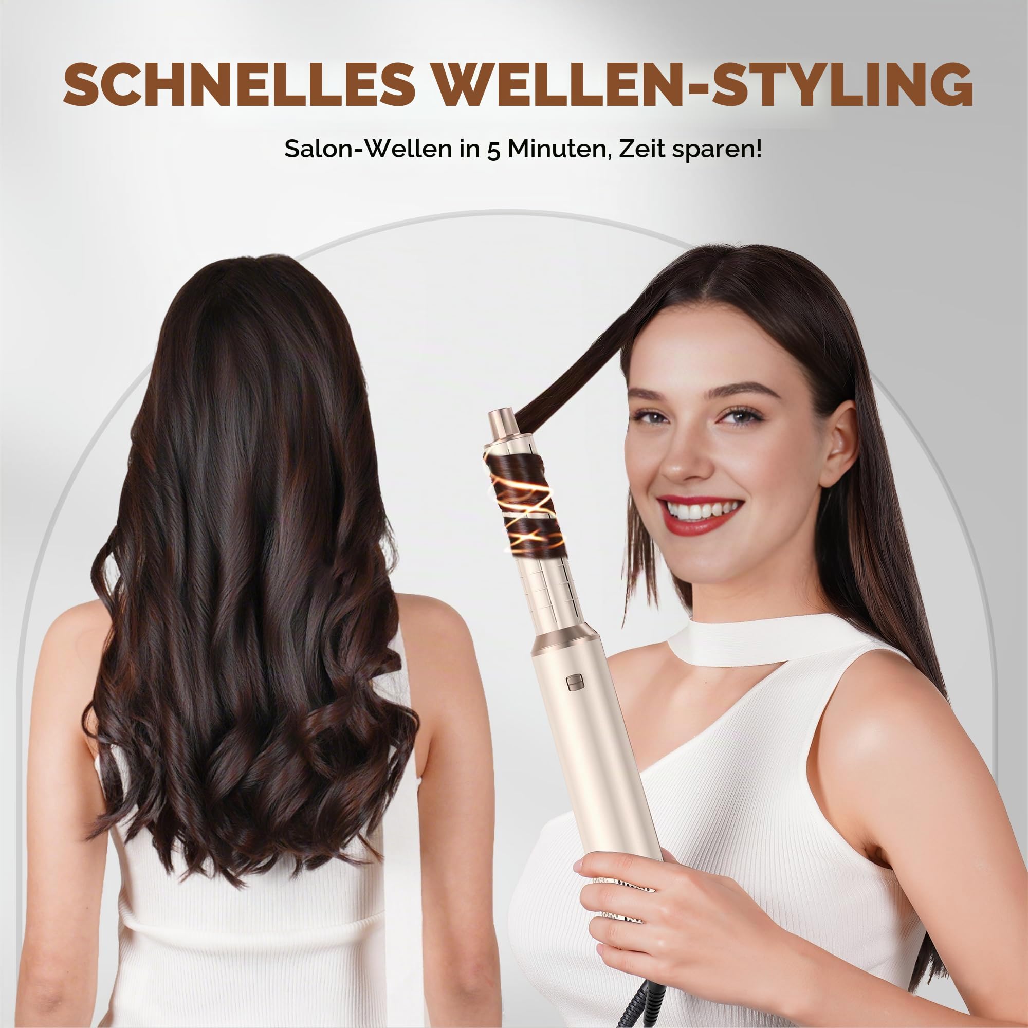 OKWRAP Hairstyler 5 in 1 Haarstyler Hair Styler Set Mit Rundbürstenföhn