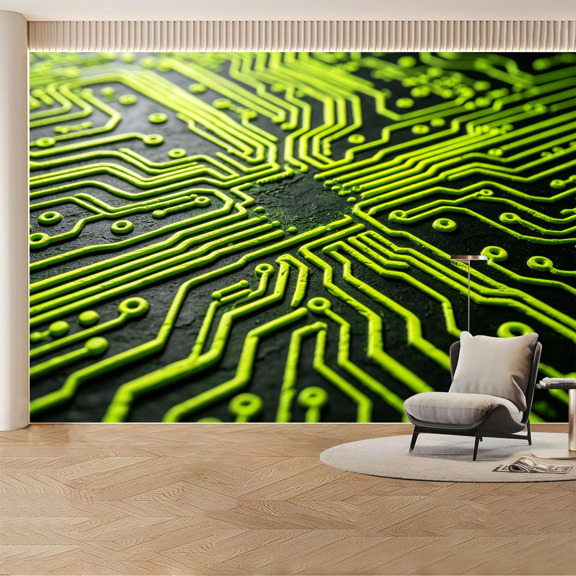 Custom Wall Mural Wallpaper Circuit Board Pattern Modern 3D Effect Wall Decor Large Wall Art Futuristic Tech Design Removable SelfAdhesive Large Photo for Living Room， Bedroom， Office