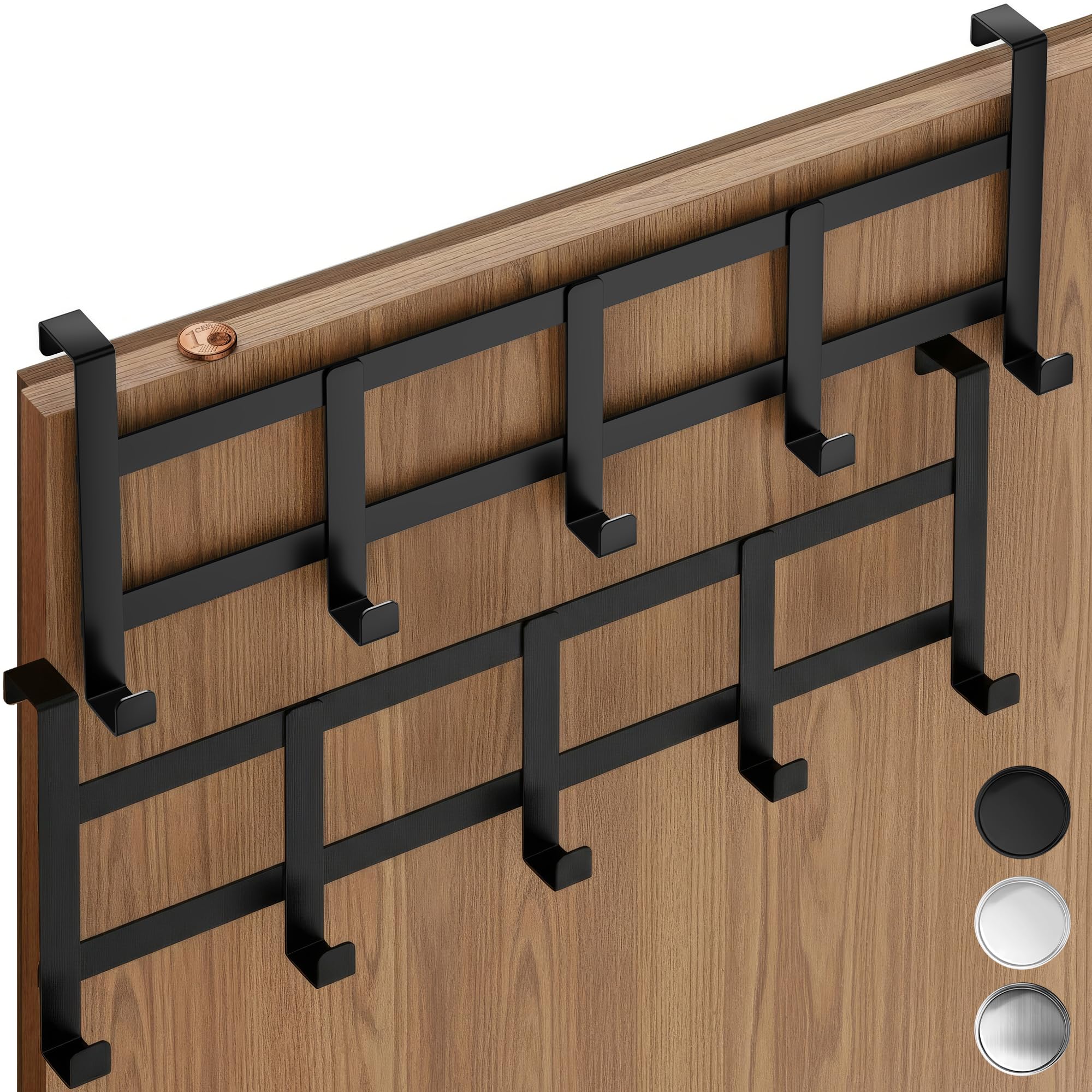 4smile Türgarderobe zum Einhängen – Mattschwarze Türhaken universell verwendbar, flexible Kleiderhaken Tür - Vielseitige Haken zum Einhängen, platzsparende Türhakenleiste für gesamte Wohnung, 2er Set