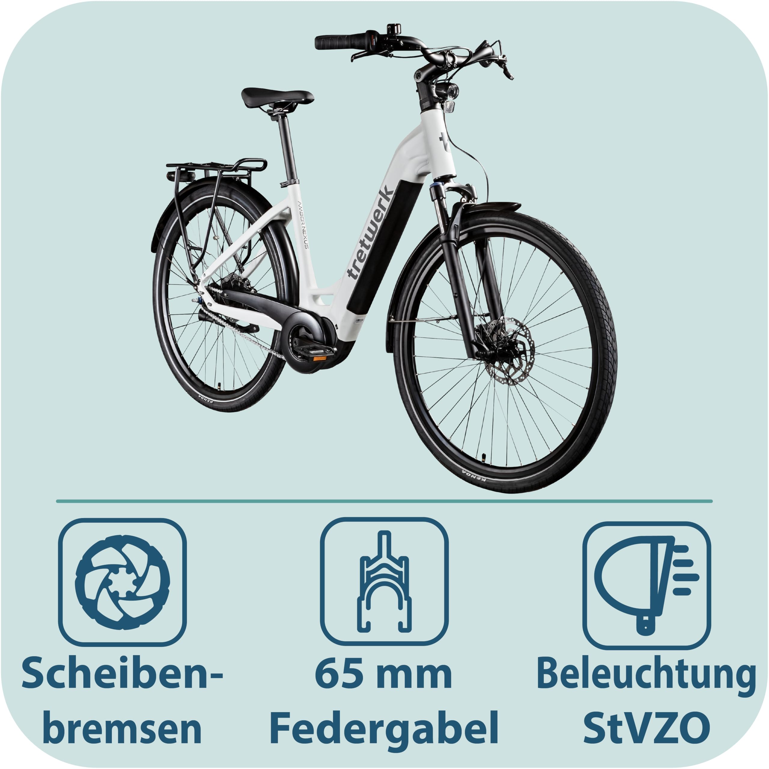 TRETWERK - 28 Zoll E-Bike - Damen City Bike - Amber Nexus - Pedelec Damenfahrrad mit Shimano Nexus 7 Nabenschaltung - E-Cityrad Elektrofahrrad mit Mittelmotor 250W 36V 522Wh 80Nm