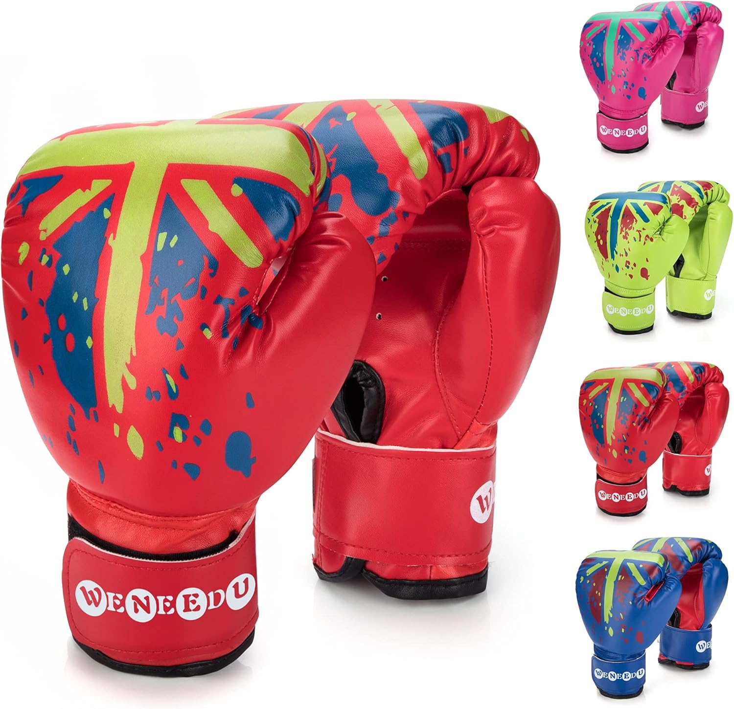 WeNeedU Kids Boxing Gloves for Boys and Girls,Boxing Gloves for Kids Age 3-15 Years,Junior Youth Toddlers Boxing Training Gloves for Punching Bag,MMA,Kickboxing,Muay Thai,Sparring (Blue+Pink) : Sports & Outdoors
