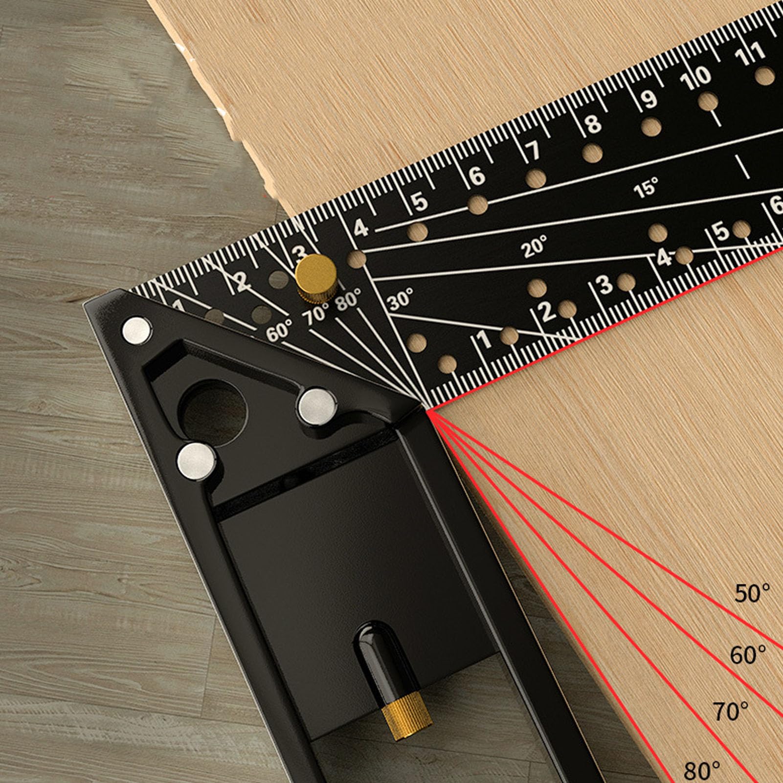 Kombi-Winkel Aus Karbonstahl - Präzisions-Messwerkzeug Für Handwerker, 600 Mm