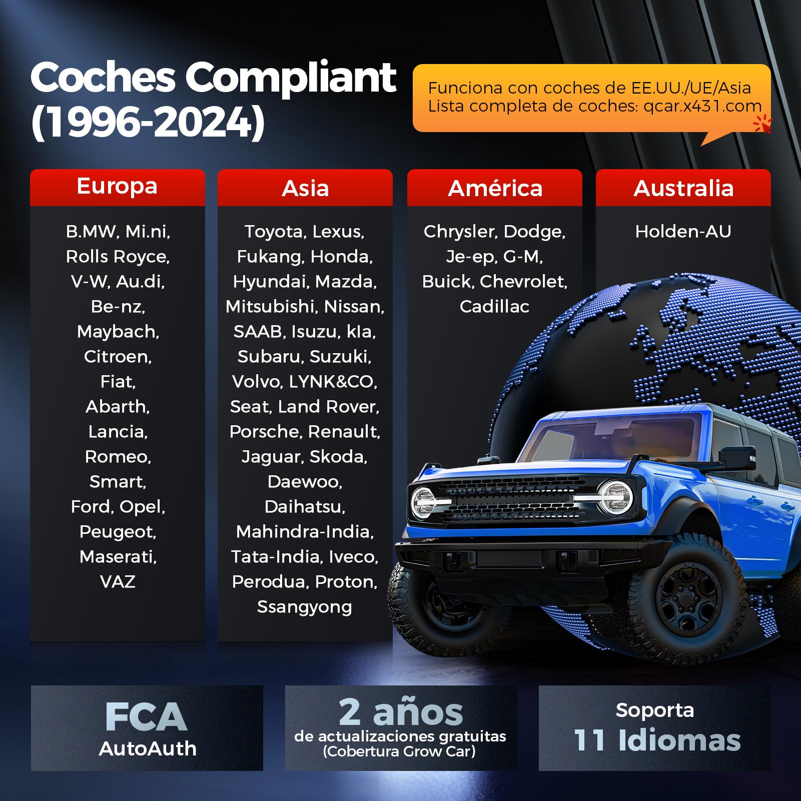 LAUNCH X431 CRP919X Lite Maleta de Diagnóstico Auto, Herramienta de Diagnóstico Bidireccional con Scanner y 32+ Servicios Calientes, Sistema Completo de Diagnóstico OBD2 en Francés, Reinicialización