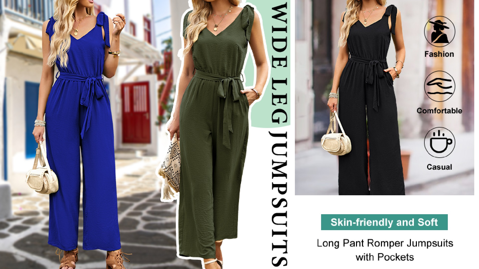 Overol Casual Sin Mangas Para Mujer, Con Correa Ajustable, Suelto, Sólido, Holgado, Elástico, Pantalón Largo, Con Bolsillos, Negro