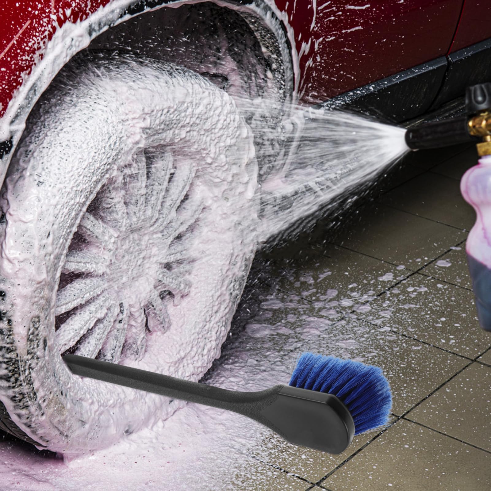 Mikinona Brosse de Nettoyage pour Pneus 2 Pièces Plastique à Long Manche
