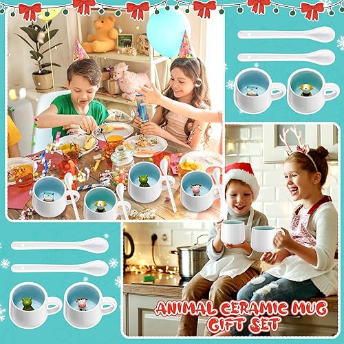 Miniatura 4 de Uiifan 4 juegos de tazas de café con cuchara de cerámica, regalos de agradecimiento para profesores, regalos para empleados, regalos para compañeros