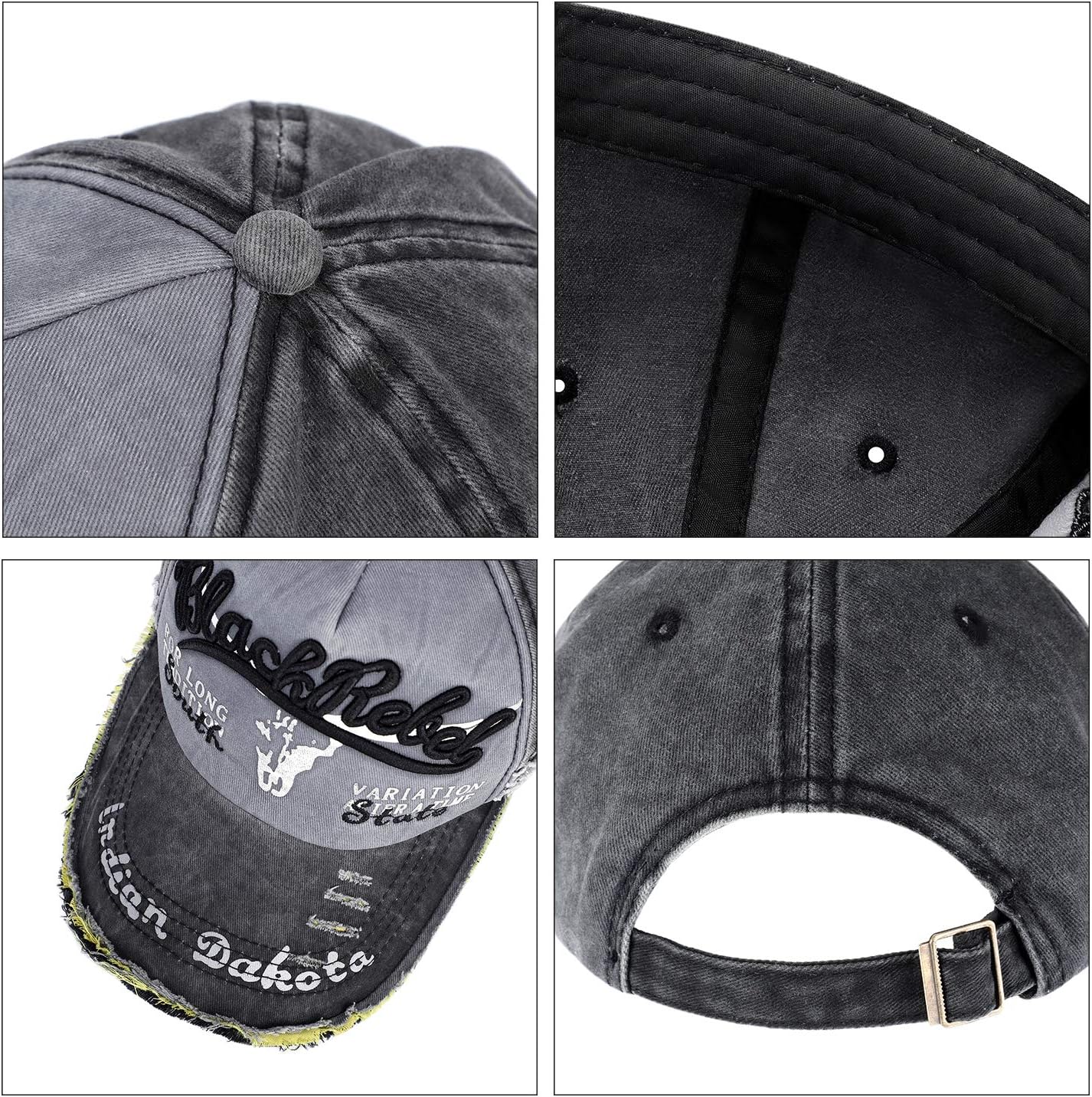 Ibluelover Washed Distressed Cotton Baseball Cap Unisex Adjustable Snapback Trucker Hat - Image 4