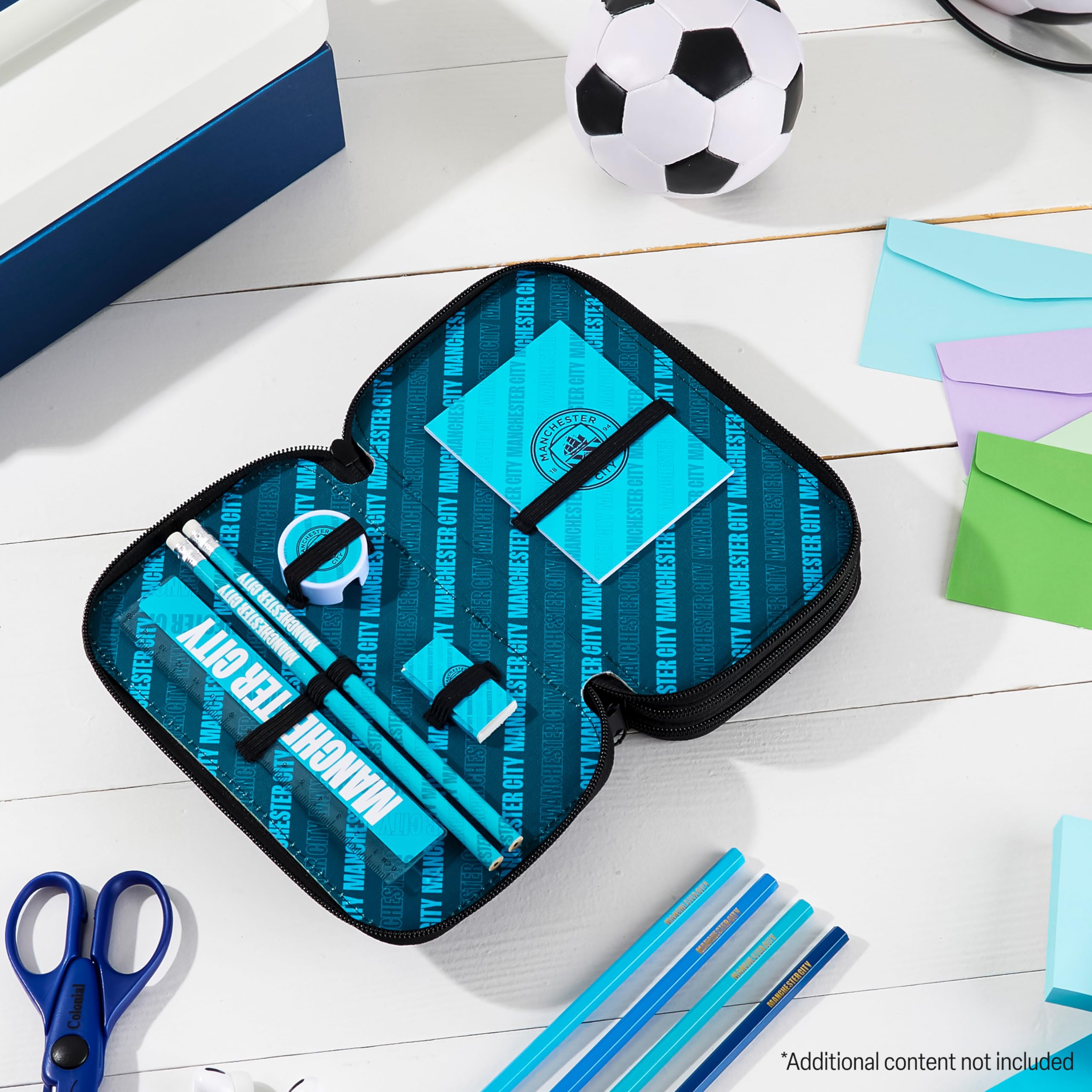 MANCHESTER CITY F.C. Filled Pencil Case Colouring Stationery Set School Supplies, Navy - Image 2