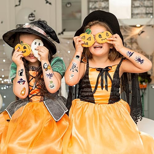 Miniatura 6 de Xutengy 79 piezas de tatuajes temporales de cicatriz de Halloween para niños, surtido de calcomanías de tatuaje falso de truco o trato para niños y