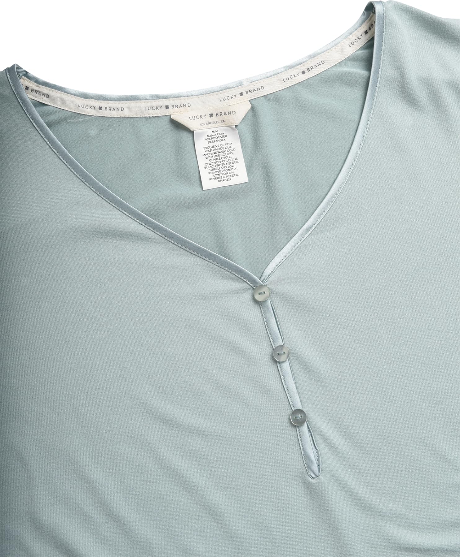 Lucky Brand Conjunto de pijama para mujer, camiseta de dormir Henley de 2 piezas y pantalones de descanso, ropa de dormir suave y sedosa para mujer
