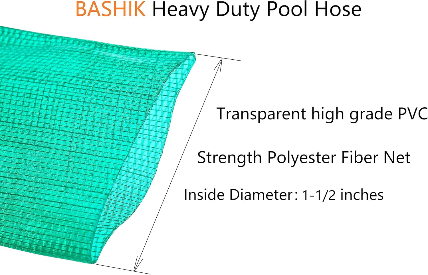 Bashik Backwash Hose for Swimming Pool with 4 pcs Hose Clamp heavy duty durable Aging resistance(with camlock fitting, 1.5" X 50 feet)