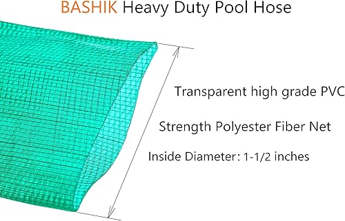 Miniatura 9 de Bashik Manguera de retrolavado para piscina con 4 abrazaderas de manguera resistente y duradera resistencia al envejecimiento (con ajuste de