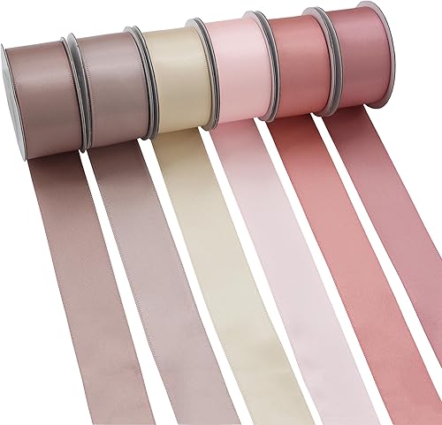 Miniatura 2 de BAORJCT Cinta de satén rosa de doble cara para envoltura de regalos, cinta de regalo de boda, baby shower, niña, día de la madre, 6 colores, cinta