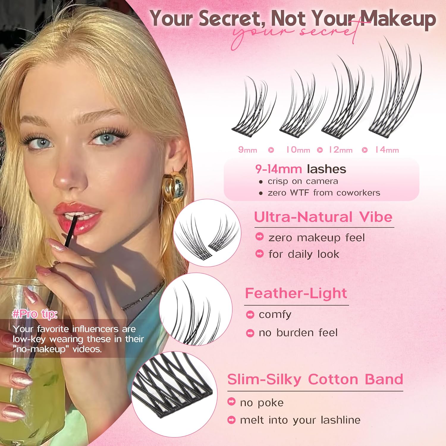 Lash Clusters Kit 9-14mm Wispy Eyelash Clusters Lashes Natural DIY Lash Extension Kit Short Cluster Eyelash Extensions Kit 300pcs C Curl Individual Lashes Cluster Eyelash (With Tweezers) J-C Curl short kit