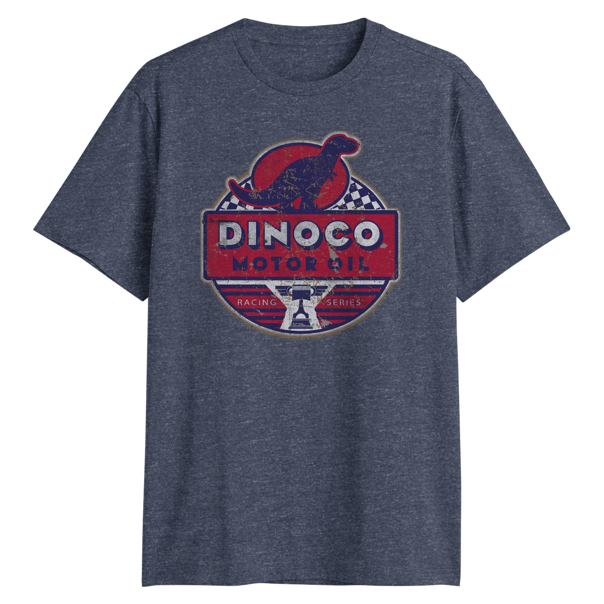 Disney Unisex Heather Navy Pixar Cars Dinoco Motor Oil Racing Series T-Shirt, Xl