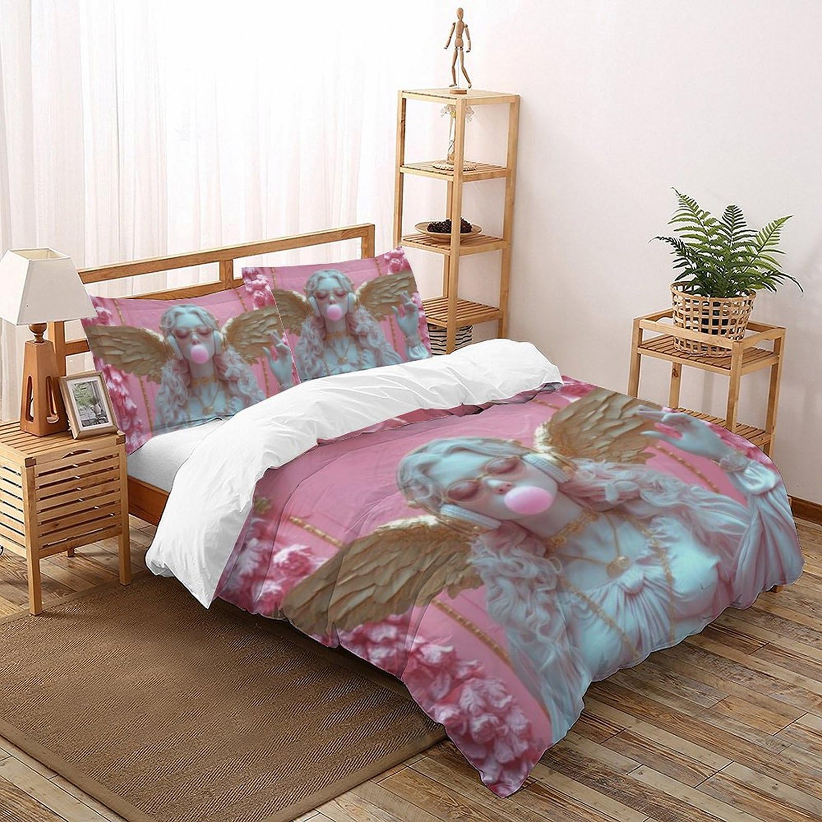 Housse de couette double microfibre avec ses taies imprimé 3D tendance 200x200cm pour lit ado