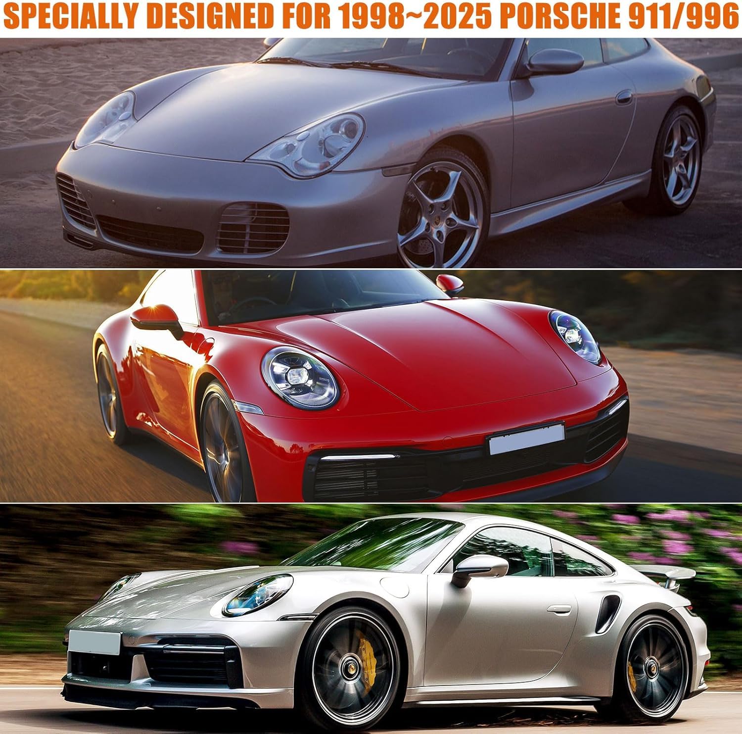 Autoabdeckung Outdoor Wasserdicht Passend für Porsche 911 991 992 996 997 1998-2025, Sommer Vollgarage Autoplane Auto Abdeckplane Outdoor Abdeckung für Regen Sonne Staub UV-Schutz, Silber