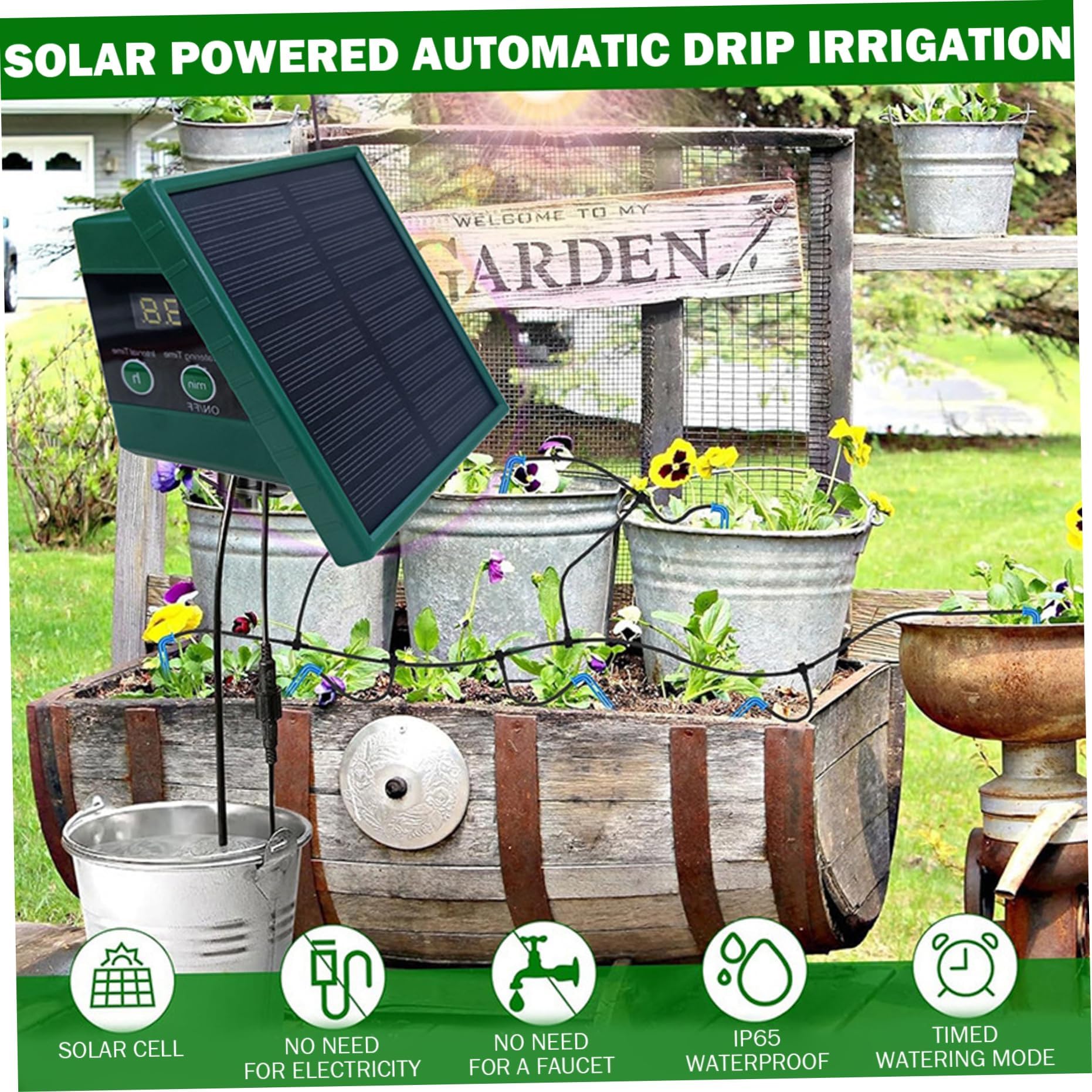 Système D'irrigation Goutte à Goutte, Kit D'arrosage Solaire Pour 10 Pots