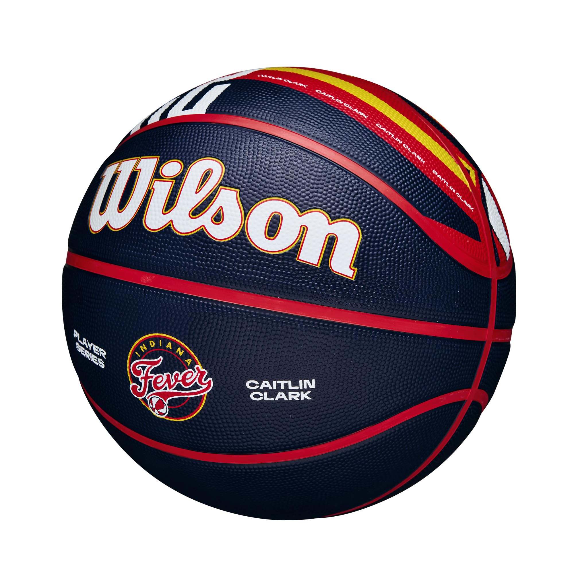 WILSON WNBA Caitlin Clark Fever Rising Balón de baloncesto, azul marino/rojo, tamaño 6-28.5 pulgadas