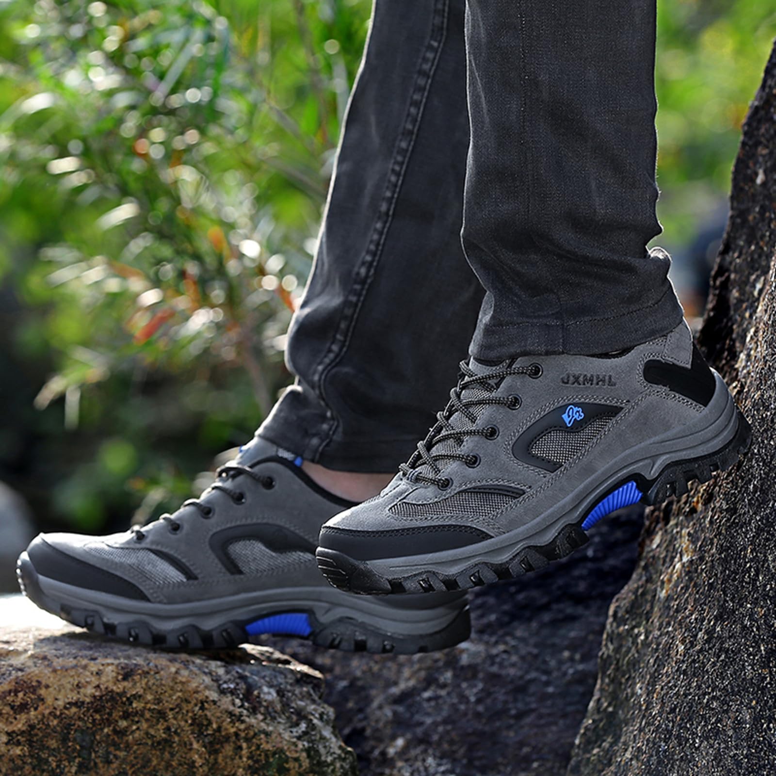 Męskie buty trekkingowe, lekkie, z ochroną kostek – oddychające buty trekkingowe na góry i na co dzień