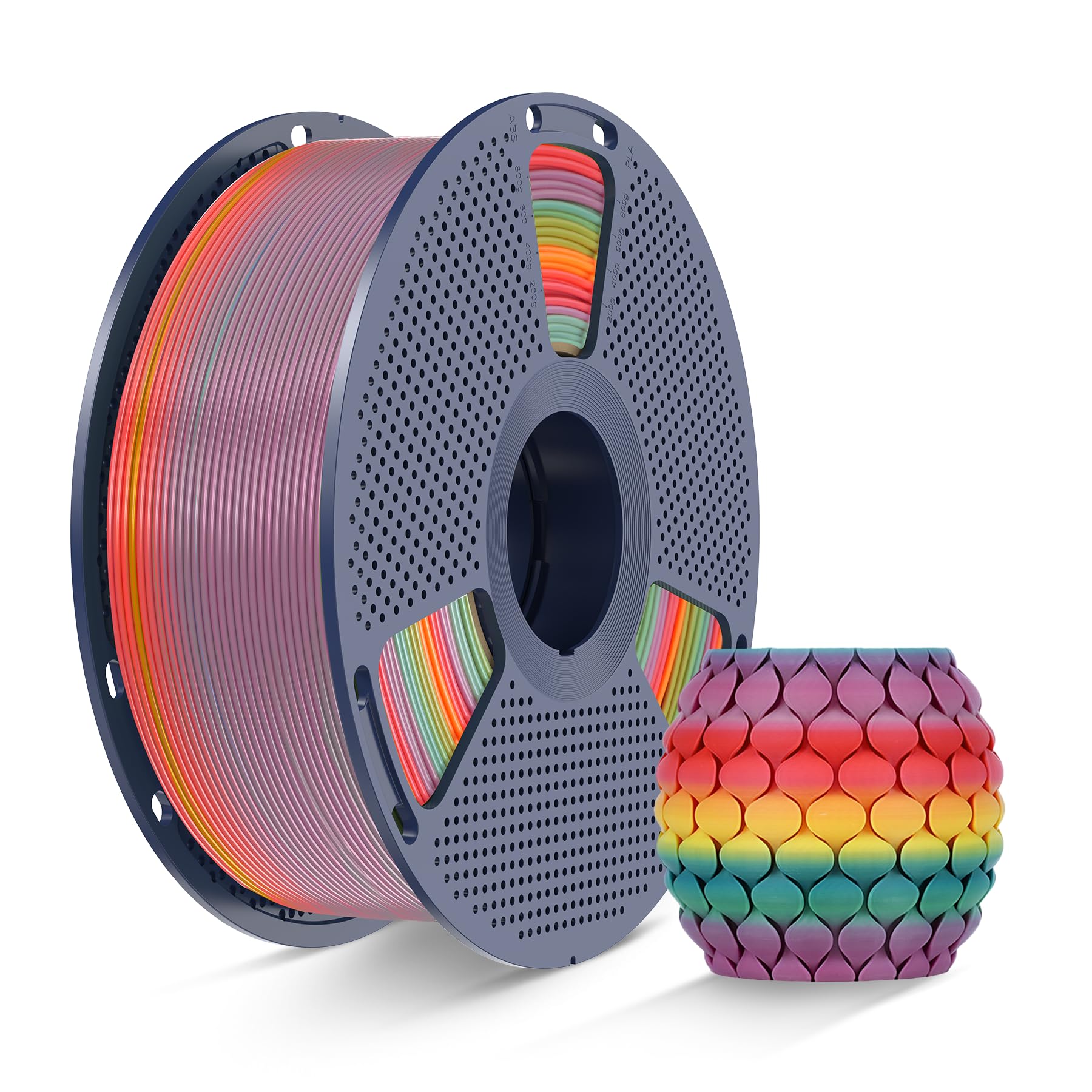 SUNLU Rainbow PLA Filament 1,75 mm, Mehrfarbiges Gradient 3D Druckerfilament, Sauber Gewickeltes PLA Filament, Maßgenauigkeit +/-0,02 mm, 1KG Spule(2.2 lbs), Regenbogenfarben PLA 01