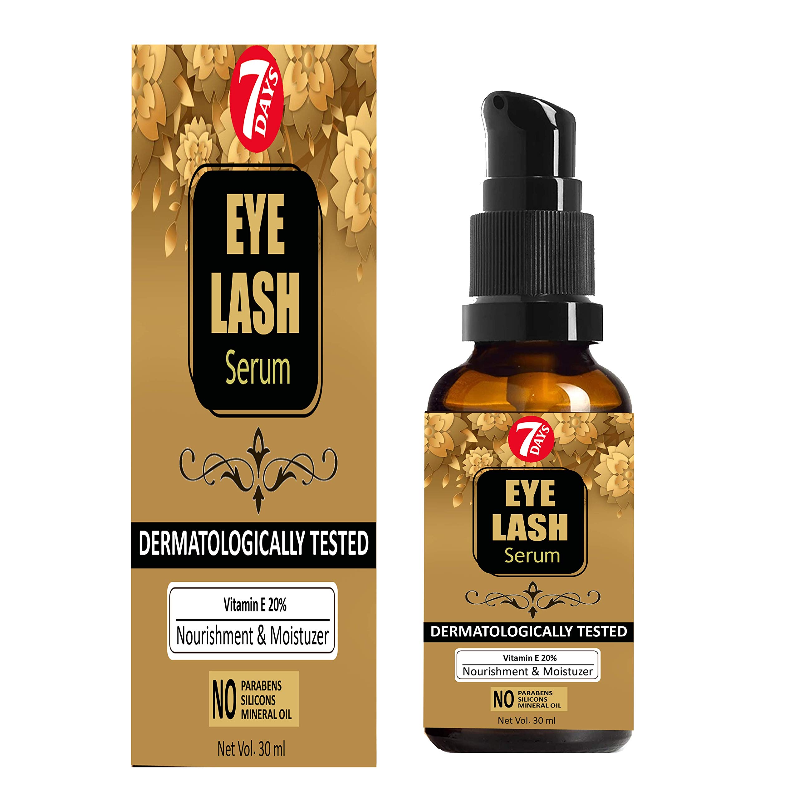 7 DAYS Organic Eyebrow & Eyelash Growth Oil (Brown) 30 ml | Organic -Eye Brows Eyelash Hair Growth and Volume Serum with Castor | Made in India
