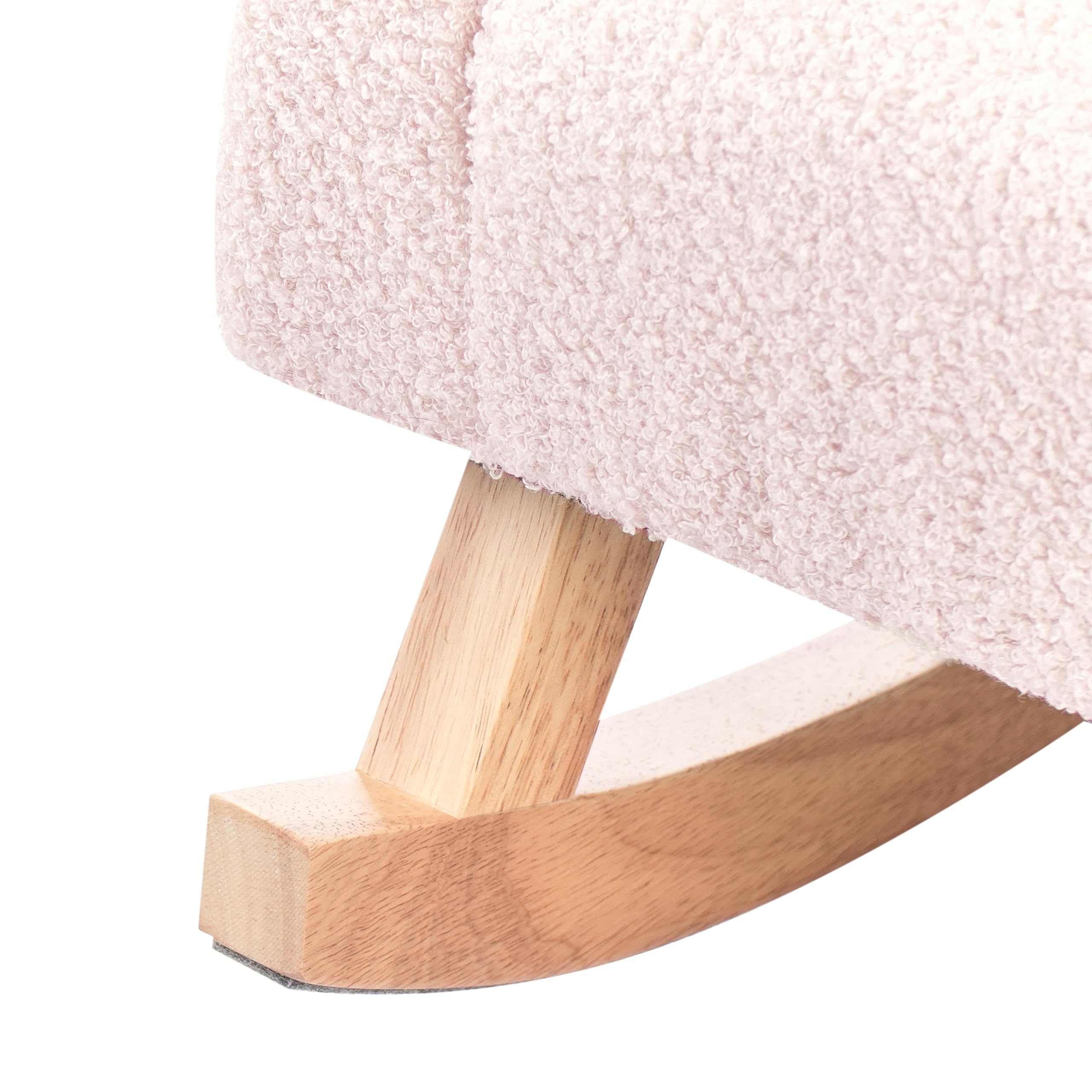 Beliani Kinder-Schaukelstuhl Bouclé pastellrosa gepolstert mit Armlehnen Teddyfell Hug