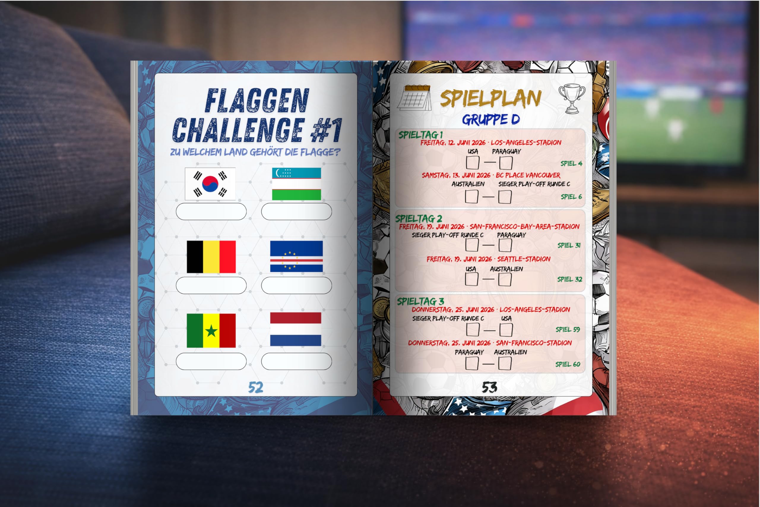 Auf ins Finale! – Das interaktive WM 2026 Fußballbuch für Kinder: Spielplan zum Ausfüllen, überraschende Fakten, spannende Quiz, knifflige Rätsel und spielerische Aufgaben für echte Fußball Fans
