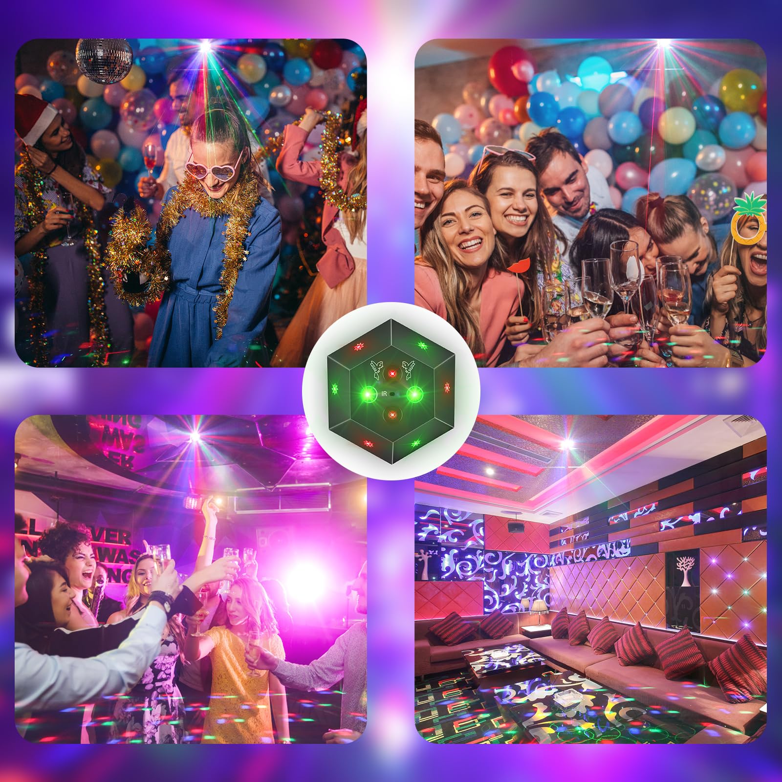 Luce Discoteca Moving Head LED RGB - Effetti DMX, Controlo Musicale - Per Feste, Matrimoni, Halloween