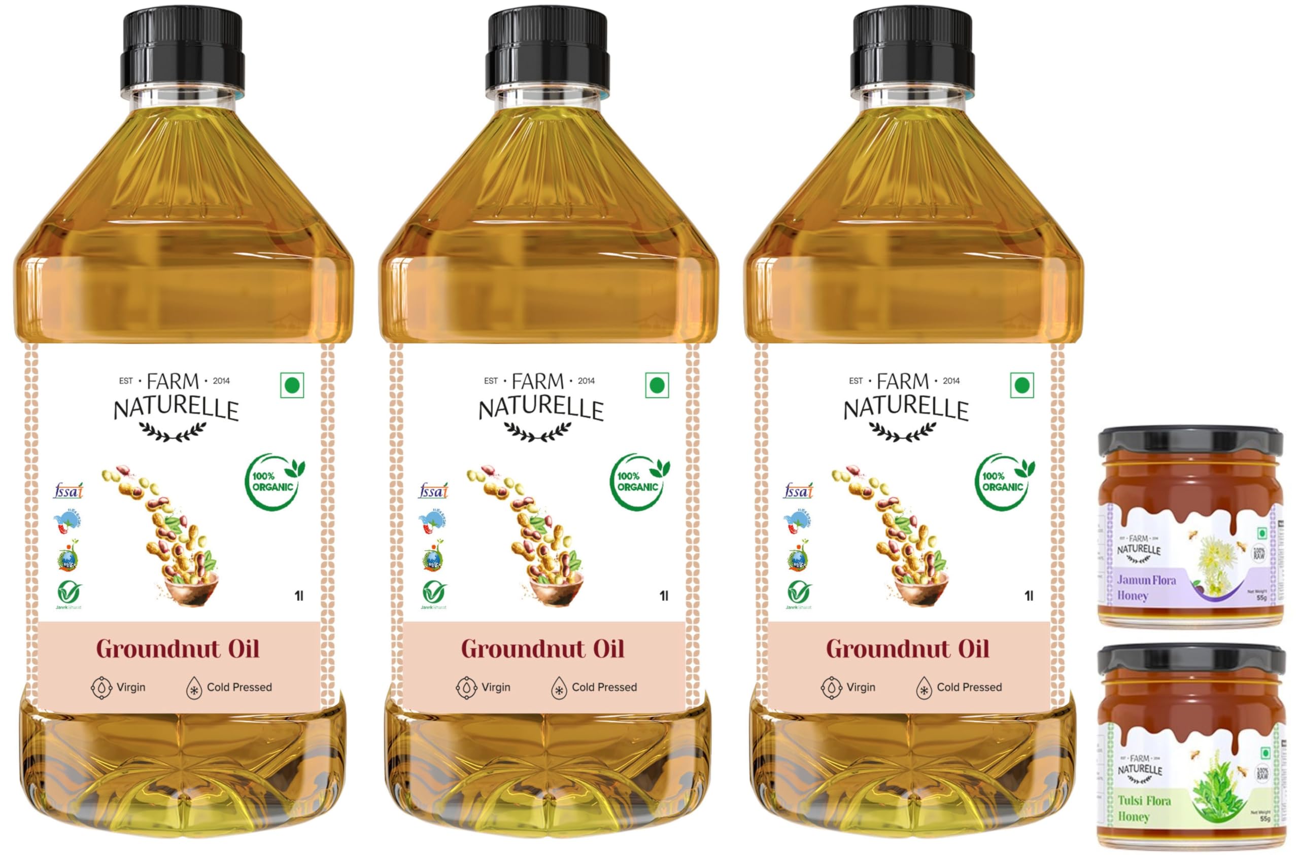 Farm Naturelle - Organic Ghani Cold Pressed Virgin Groundnut/Peanut Oil 1 Ltr X 3 Bottle | 100% Natural, Pure & Wood Pressed Cooking Oil (1 LTR Each) Pack of 3 (B07WZHR2VV) Amazon Price History, Amazon Price Tracker