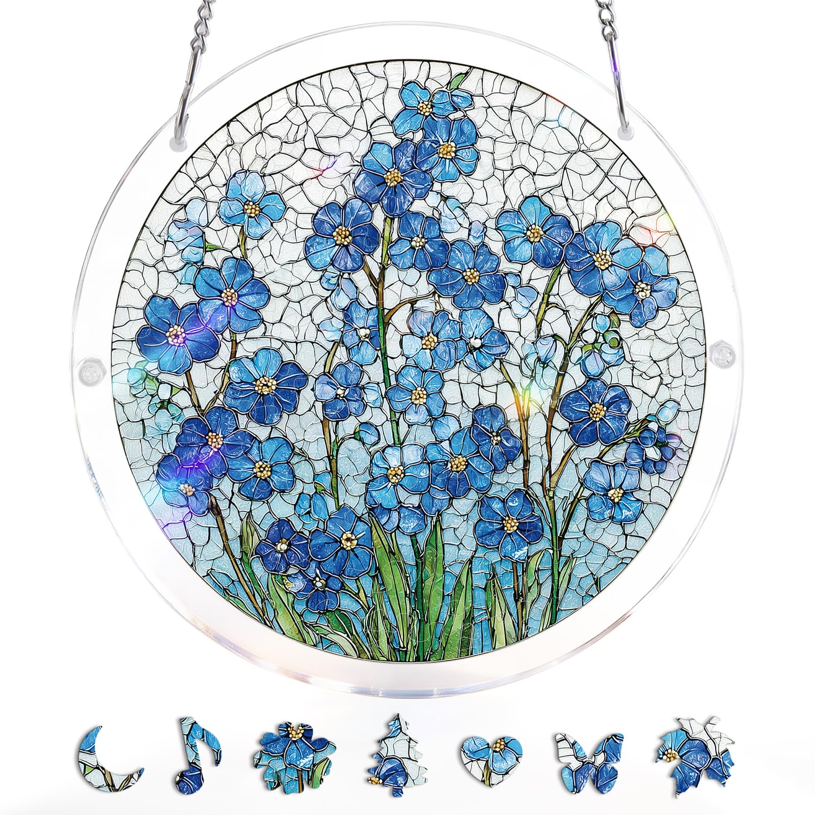 Acrylic Puzzle for Adult, Colorful Moonlit Dragonfly Sun Catchers Window Hanging Panel 83 Pieces Puzzle SunCatchers for Home Decor Birthday Women Men Mom 7.36 in — view 10