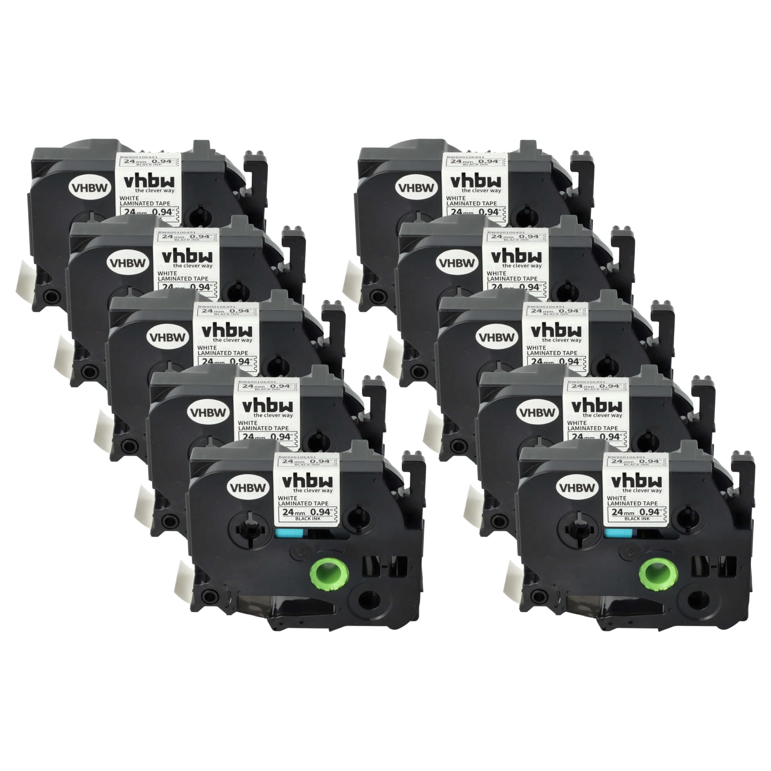 vhbw 10 x taśmy kompatybilne z drukarką etykiet Brother P-Touch RL 700 S, PT-P950W 8m x 24 mm, czarno-białe