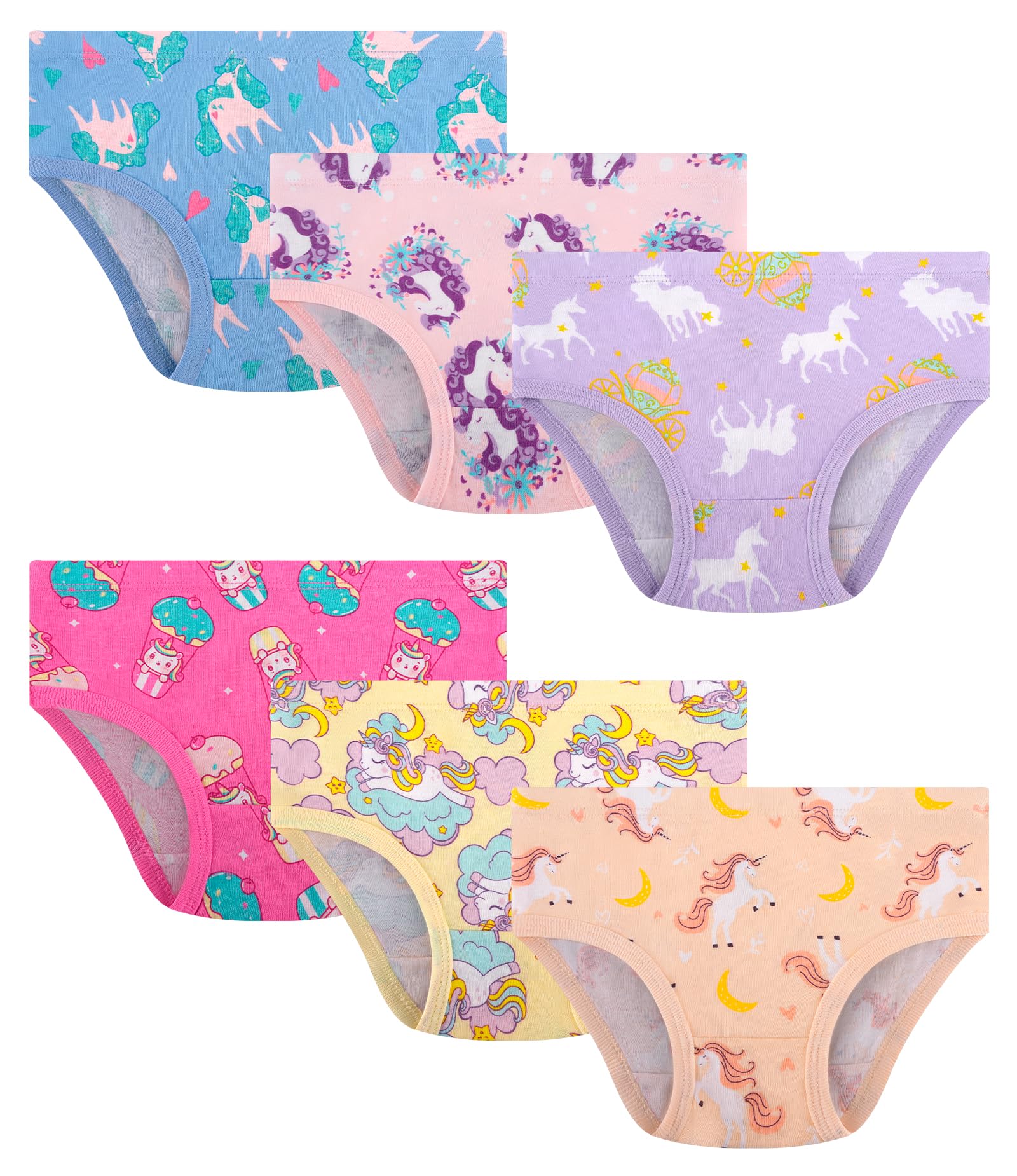 DAUGHTER QUEEN Girls and Toddlers 100 Cotton Underwear Tagless Soft Panties Size 2-3T 4-5T 5-6 7-8 6-Pack