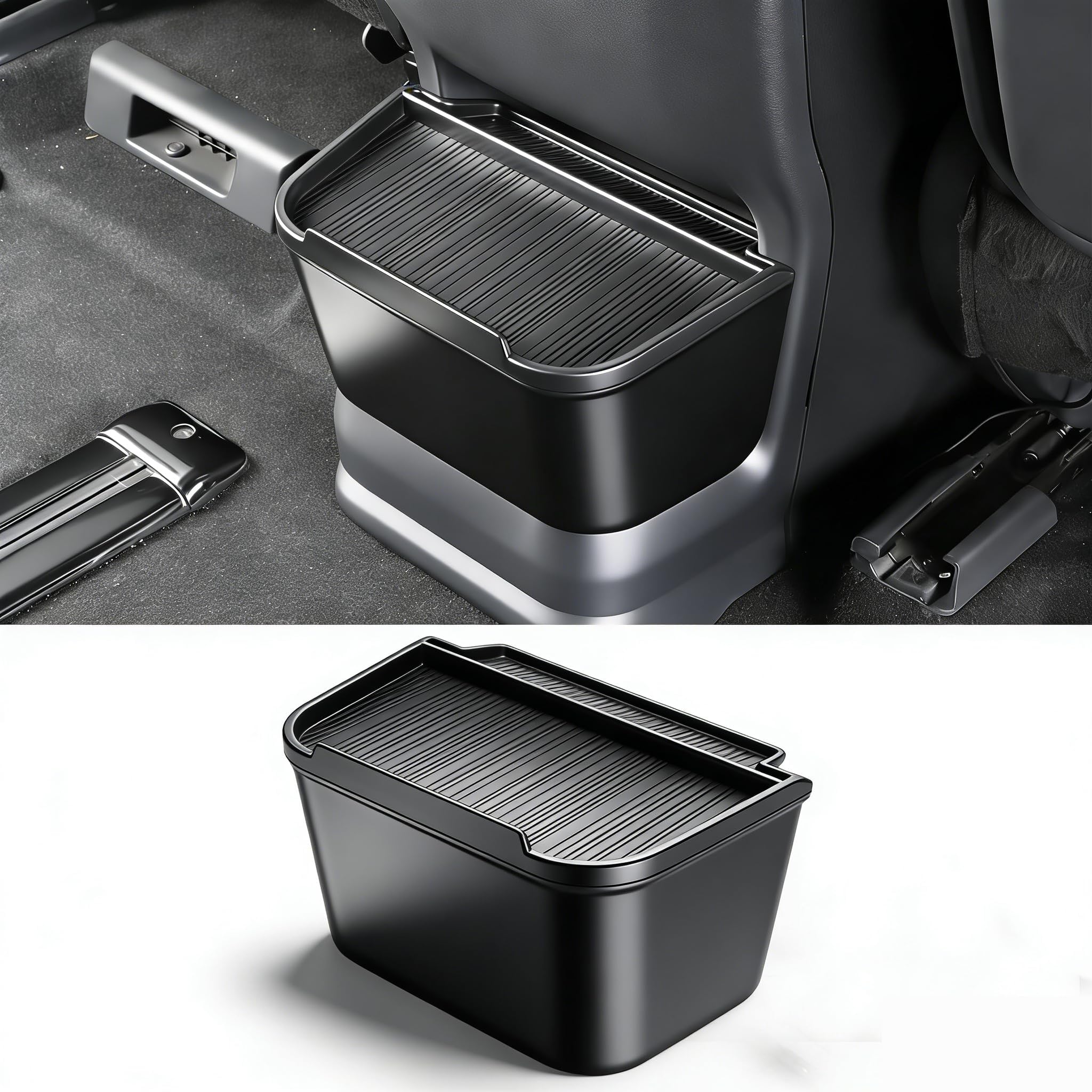 JYCDC Rear Center Console Trash Can Compatible with Toyota Sienna 2026 2025 2024 2023 2022 Accessories, Second Row Cup Holder with Lid, 2nd Row Garbage Bin Organizer Interior Parts (Black)