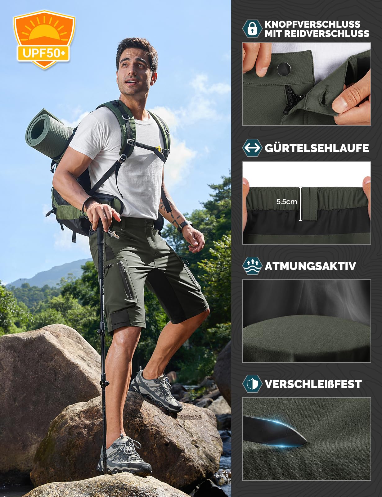 Cycorld Pantaloncini MTB Uomo, Pantaloncini Ciclismo Biciclette, Bici MTB Pantaloni Traspirante Shorts per Ciclismo