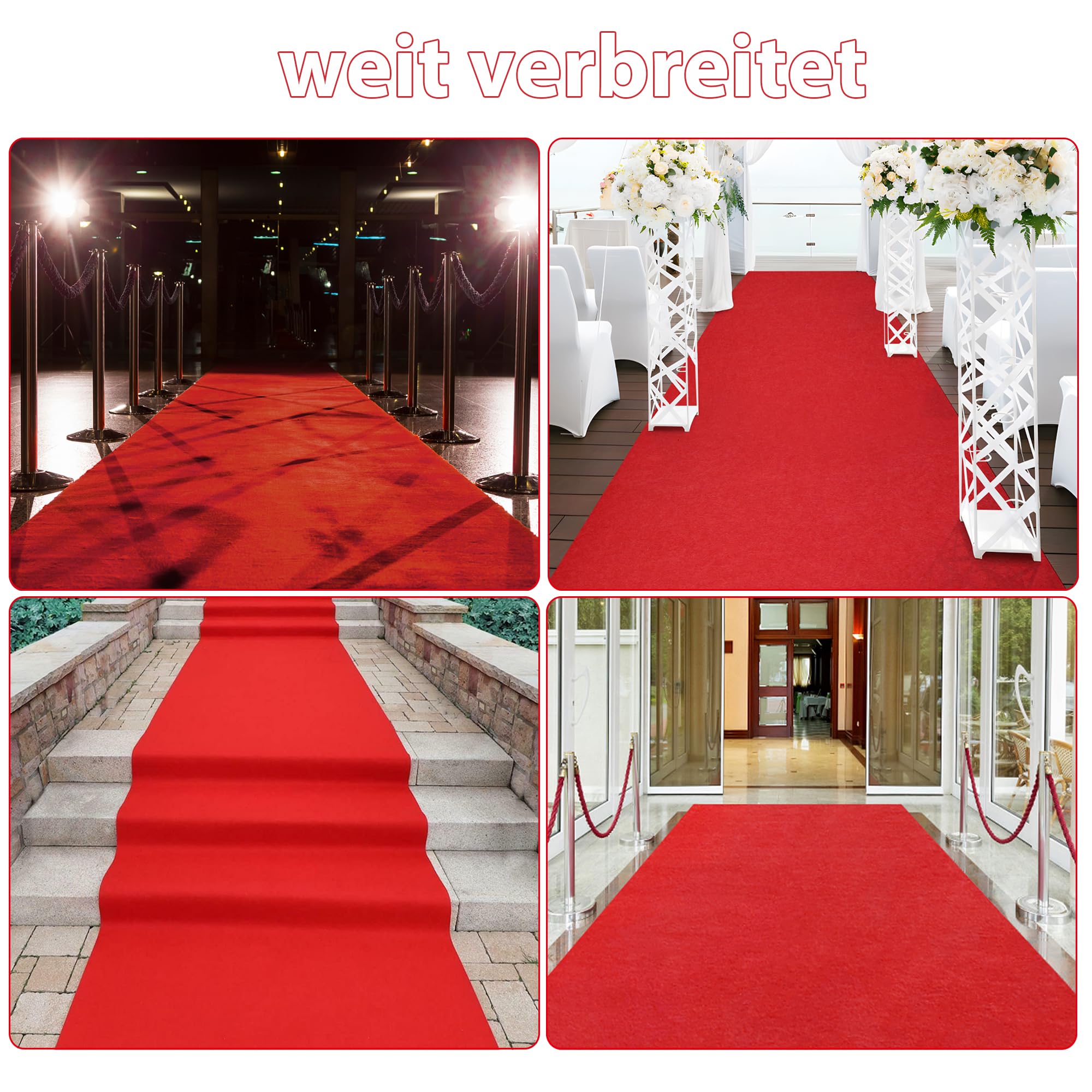 uyoyous Tappeto da matrimonio, VIP eventi, rosso, 10 m x 1 m, 2 mm, usa e getta