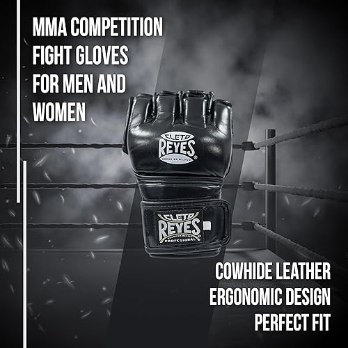 Miniatura 2 de CLETO REYES Black Mamba MMA - Guantes de lucha de competición para hombres y mujeres, piel de vacuno, color negro