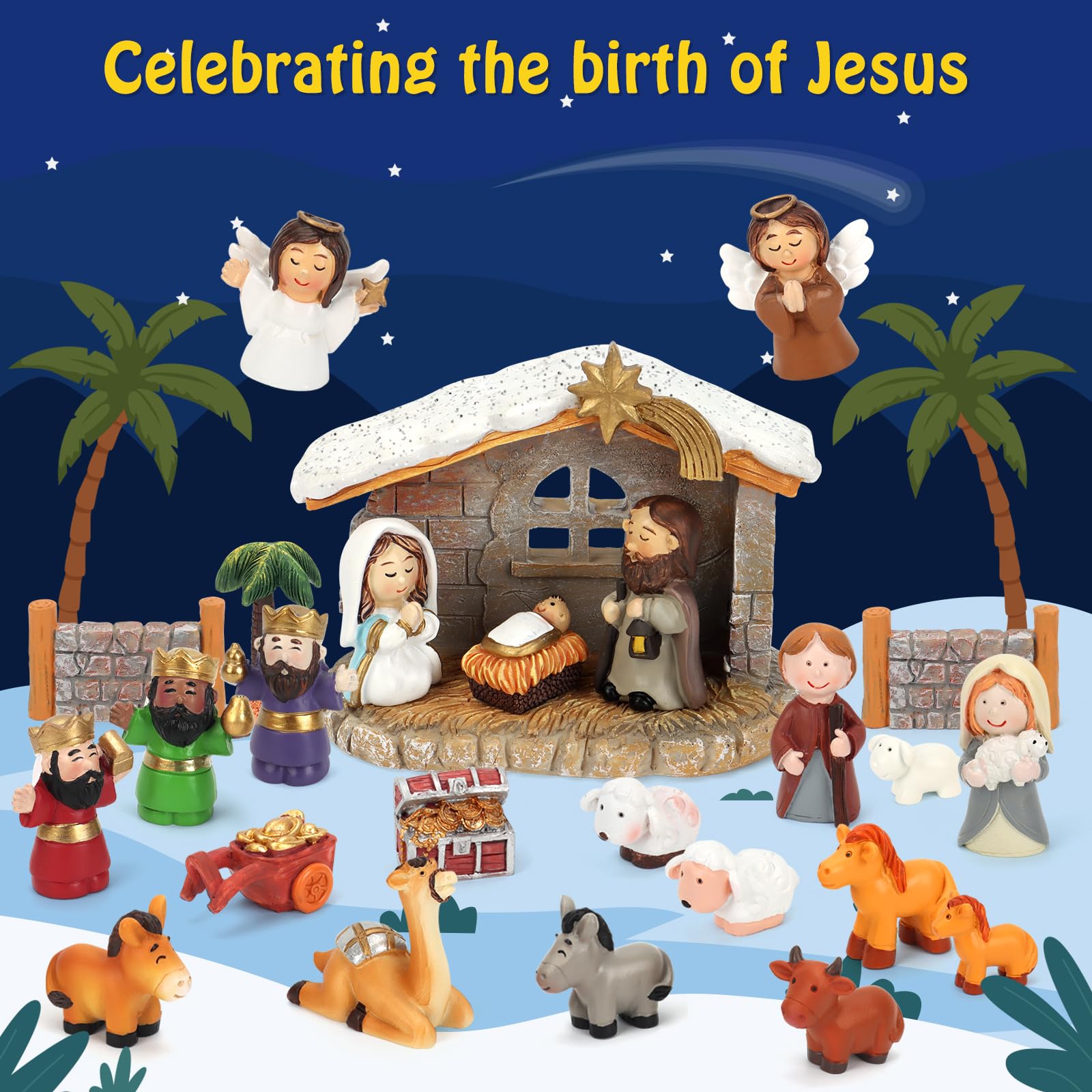 Calendario dell'avvento 2024 per bambini, set di 24 giorni di presepe per bambini, calendario dell'avvento per bambini, ragazzi, ragazze, calendario del conto alla rovescia di Natale, regali per