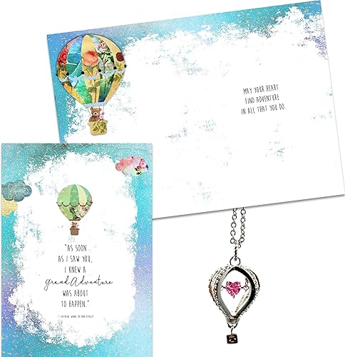 Smiling Wisdom - Tarjeta de felicitación con texto en inglés "I Knew a Grand Adventure Was About to Happen" y globo aerostático con juego de regalo