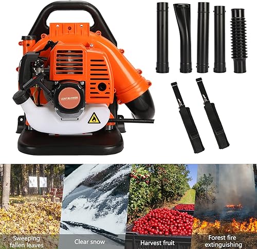 Miniatura 3 de Soplador de hojas de mochila, soplador de hojas de gas de 2 tiempos de 52 cc, soplador de hojas de alta potencia y bajo consumo de combustible para